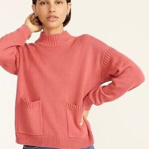 J Crew cotton cashmere patch pocket mockneck sweater size M